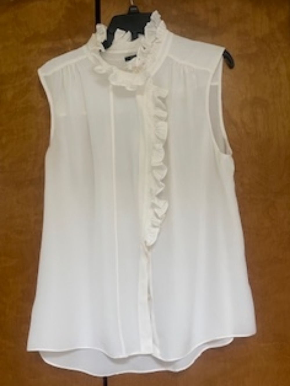 Kobi Halperin , XL, 100% Silk,Sleeveless Ruffle Neck White Blouse - Women Tops